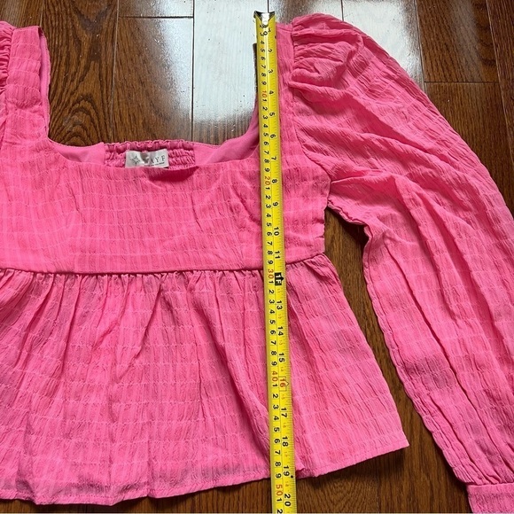 [NWT] WAYF Pink Long Sleeve Peplum Square Neck Babydoll Bohemian Blouse - Sz S - Picture 13 of 14